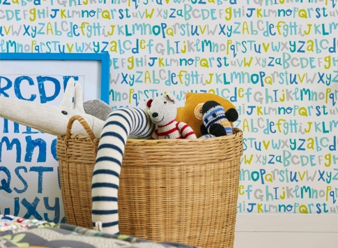  Kinderbehangpapier - Scion - Collectie: Guess who - Letters play 